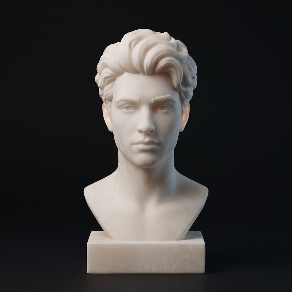 Gedruckte Büste in der Oberfläche Alabaster