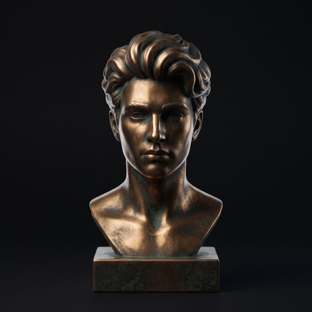 Gedruckte Büste in der Oberfläche Bronze