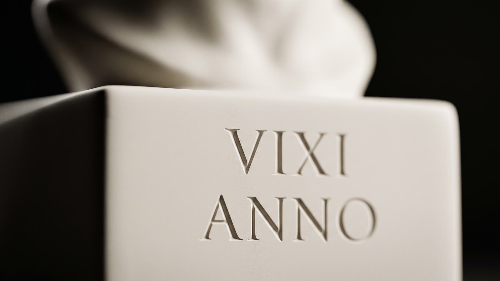 Close-up of the intaglio engraving on a bust’s plinth